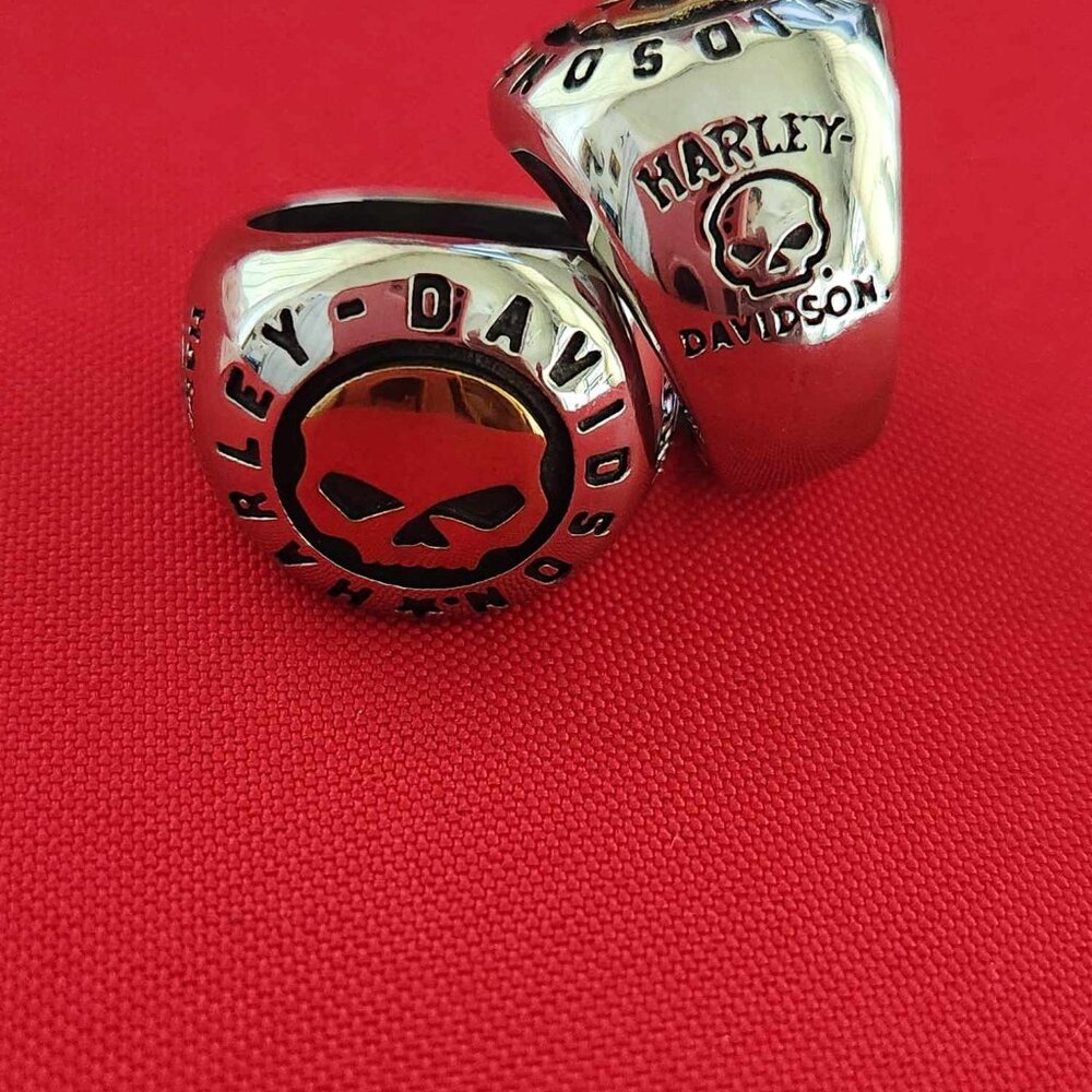 H-D Punisher Silver/Gold/Black Ring